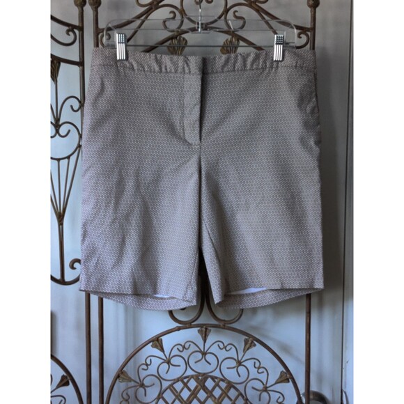 Mario Serrani Italy‎ Bermuda Shorts 10 Women Tan White Geometric Pockets - Picture 6 of 6